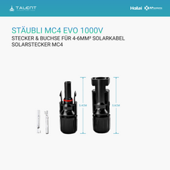 Stäubli MC4 EVO 1000V | Stecker & Buchse für 4-6mm² Solarkabel, Solarstecker MC4