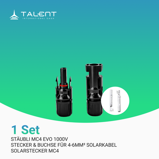 Stäubli MC4 EVO 1000V | Stecker & Buchse für 4-6mm² Solarkabel, Solarstecker MC4