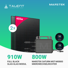 910W Balkonkraftwerk Set mit Wechselrichter - 2 × 455W Full Black Glas-Glas Modul, Marstek Saturn MST-MI0800 Mikrowechselrichter