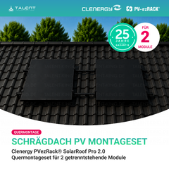 Clenergy PV-ezRack SolarRoof Pro 2.0 Unterkonstruktion Schrägdach Montageset für 2 getrenntstehende Module in Schwarz ( neue ver. 2026 )