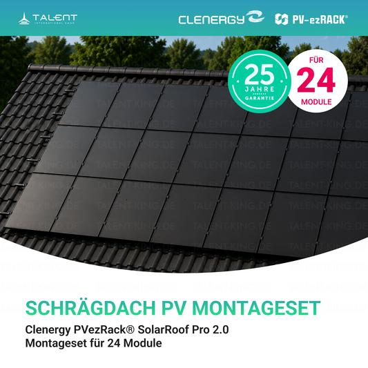 Clenergy PV-ezRack® SolarRoof Pro 2.0 Unterkonstruktion Schrägdach Montageset für 24 Module in Schwarz ( neue ver. 2026 )