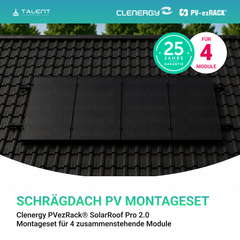Clenergy PV-ezRack® SolarRoof Pro 2.0 Unterkonstruktion Schrägdach Set für 4 zusammenstehende Module in Schwarz ( neue ver. 2026 )