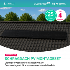 Clenergy PV-ezRack® SolarRoof Pro 2.0 Unterkonstruktion Quermontage Schrägdach Montageset für 4 Module in Schwarz ( neue ver. 2026 )