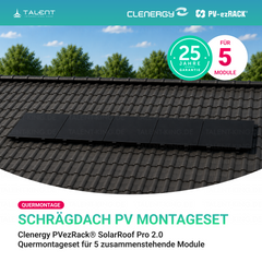 Clenergy PV-ezRack® SolarRoof Pro 2.0 Unterkonstruktion Quermontage Schrägdach Montageset für 5 Module in Schwarz ( neue ver. 2026 )