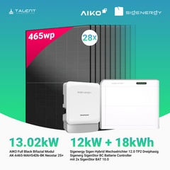 PV Komplettset 13.02 kWp - 28 × AIKO 465W Full Black & Sigenergy Sigen Hybrid Wechselrichter 12.0 TP2 12kW Dreiphasig mit Speicheroption