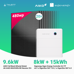 PV Komplettset 9.6 kWp - 20 × AIKO 480W Full Black & Sigenergy Sigen Energy Controller 8.0 TP 8kW mit Speicheroption