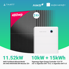 PV Komplettset 11.52 kWp - 24 × AIKO 480W Full Black & Sigenergy Sigen Energy Controller 10.0 TP 10kW mit Speicheroption