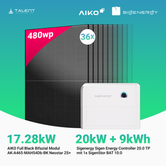 PV Komplettset 17.28 kWp - 36 × AIKO 480W Full Black & Sigenergy Sigen Energy Controller 20.0 TP 20kW mit Speicheroption