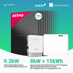 PV Komplettset 9.3 kWp - 20 × AIKO 465W Full Black & Sigenergy Sigen Hybrid Wechselrichter 8.0 TP2 8kW Dreiphasig mit Speicheroption