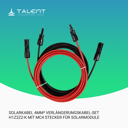Solarkabel 4mm² Verlängerungskabel-Set H1Z2Z2-K mit MC4 Stecker für Solarmodule