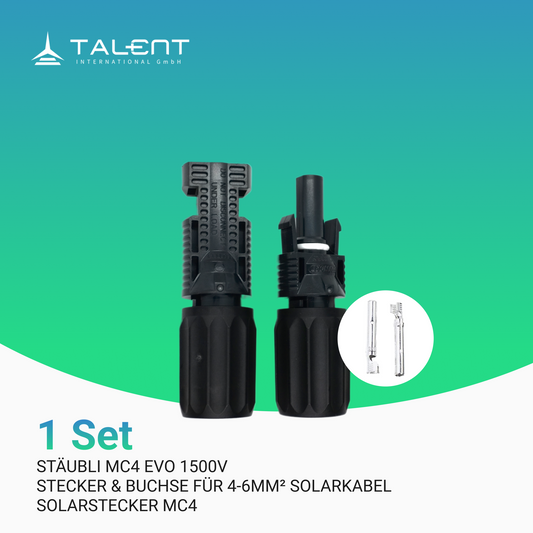 Stäubli MC4 EVO 1500V | Stecker & Buchse für 4-6mm² Solarkabel, Solarstecker MC4