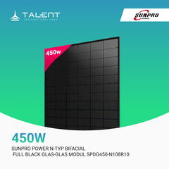 SunPro Power 450W N-Typ Bifacial Solarpanel – Full Black Glas-Glas Modul