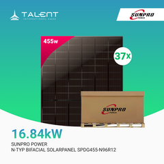 SunPro Power 455W N-Typ Bifacial Solarpanel – Transparentes Glas-Glas Modul