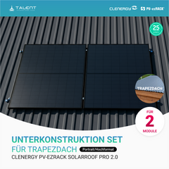 Clenergy PV-ezRack SolarRoof Pro 2.0 Trapezdach Unterkonstruktion Set für 2/4/6 Module (Portrait/Hochformat)