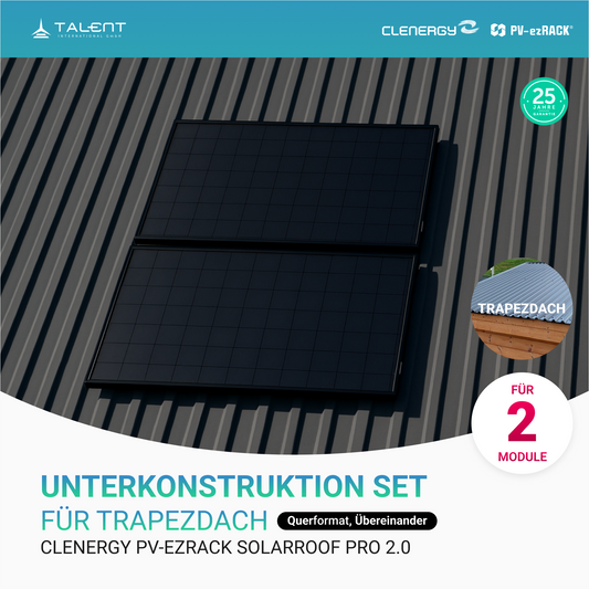 Clenergy PV-ezRack SolarRoof Pro 2.0 Trapezdach Unterkonstruktion Set für 2/4/6 Module (Querformat, Übereinander)