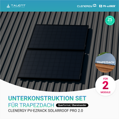 Clenergy PV-ezRack SolarRoof Pro 2.0 Trapezdach Unterkonstruktion Set für 2/4/6 Module (Querformat, Übereinander)