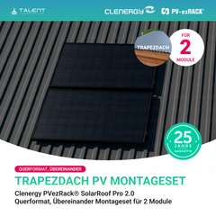 Clenergy PV-ezRack® SolarRoof Pro 2.0 Unterkonstruktion Trapezdach Montageset für 2 Module (Querformat, Übereinander) neue ver. 2026