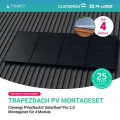 Clenergy PV-ezRack® SolarRoof Pro 2.0 Unterkonstruktion Trapezdach Montageset für 4 Module (Portrait/Hochformat) neue ver. 2026