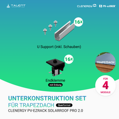 Clenergy PV-ezRack SolarRoof Pro 2.0 Trapezdach Unterkonstruktion Set für 2/4/6 Module (Quer)