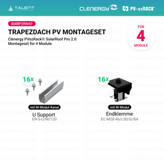 Clenergy PV-ezRack® SolarRoof Pro 2.0 Unterkonstruktion Trapezdach Montageset für 4 Module (Querformat) neue ver. 2026