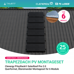 Clenergy PV-ezRack® SolarRoof Pro 2.0 Unterkonstruktion Trapezdach Montageset für 6 Module (Querformat, Übereinander) neue ver. 2026