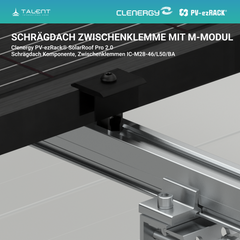 Clenergy PV-ezRack Unterkonstruktion Schrägdach Komponenten - Zwischenklemme ohne Erdung, IC-M28-46/L50/BA