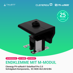 Clenergy PV-ezRack® SolarRoof Pro 2.0 Unterkonstruktion Schrägdach Komponenten - Endklemme mit Erdung, EC-M28-46/L50/BA, 28-46 mm, lange 50mm, Schwarz