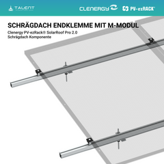 Clenergy PV-ezRack® SolarRoof Pro 2.0 Unterkonstruktion Schrägdach Komponenten - Endklemme mit Erdung, EC-M28-46/L50/BA, 28-46 mm, lange 50mm, Schwarz