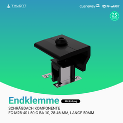 Clenergy PV-ezRack Unterkonstruktion Schrägdach Komponenten - Endklemme mit Erdung, 28-46 mm, lange 50mm, in Schwarz