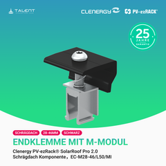 Clenergy PV-ezRack® SolarRoof Pro 2.0 Unterkonstruktion Schrägdach Komponenten - Endklemme mit Erdung, EC-M28-46/L50/MI, 28-46 mm, lange 50mm, halb Schwarz