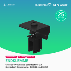 Clenergy PV-ezRack® SolarRoof Pro 2.0 Unterkonstruktion Schrägdach Komponenten - Endklemme ohne Erdung, EC-M28-46/L50/BA, 28-46 mm, lange 50mm, Schwarz