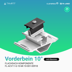 Clenergy PV-ezRack Unterkonstruktion Flachdach Komponenten - Vorderbein 10° mit Klemme