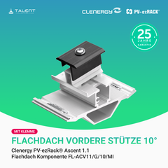 Clenergy PVezRack® Ascent 1.1 Unterkonstruktion Flachdach Komponenten - Vordere Stütze 10° mit Klemme FL-ACV11/G/10/MI