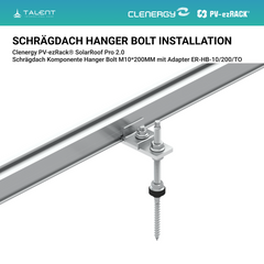 Clenergy PV-ezRack® SolarRoof Pro 2.0 Unterkonstruktion Schrägdach Komponente - Hanger Bolt M10*200MM mit Adapter ER-HB-10/200/TO