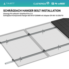 Clenergy PV-ezRack® SolarRoof Pro 2.0 Unterkonstruktion Schrägdach Komponente - Hanger Bolt M10*200MM mit Adapter ER-HB-10/200/TO