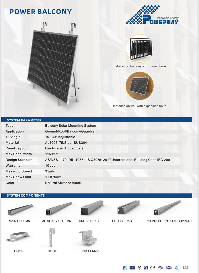 BALKONKRAFTWERK 850W Suntech Topcon MODULE/Hoymiles® HM-800 Micro-Wechselrichter und zusätzlichen DTU, AC-Netzstecker und Kabel