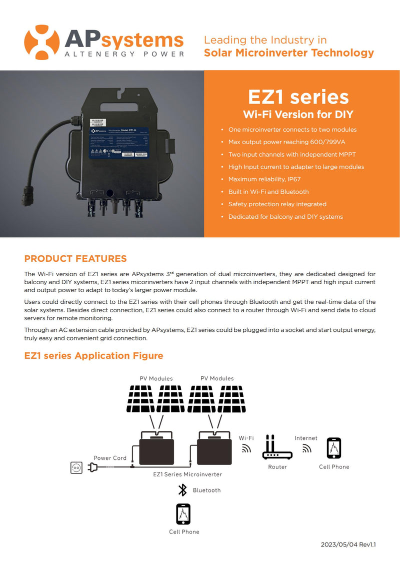 Balkonkraftwerk 810W/ 800W Ja Solar Full Schwarz Module EZ1-M APsystem Wechselrichter  (auf 600 WATT drosselbar)