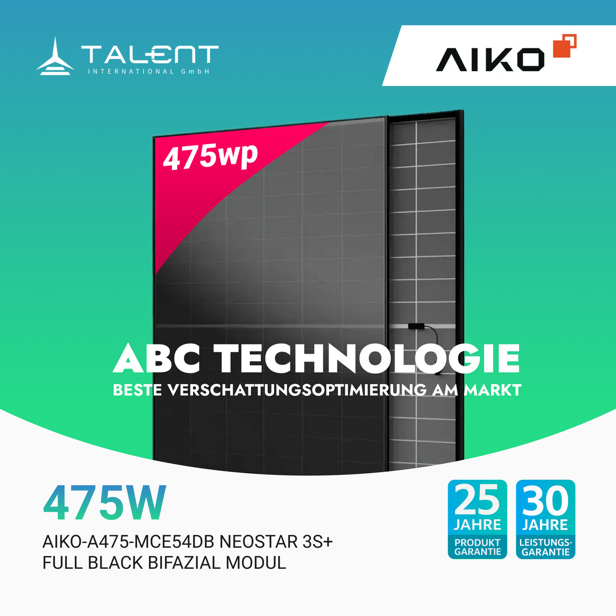 AIKO Solar 475W Dual Glass Full Black Modul AIKO-A475-MCE54Db Neostar 3S+ (Staffelpreis)