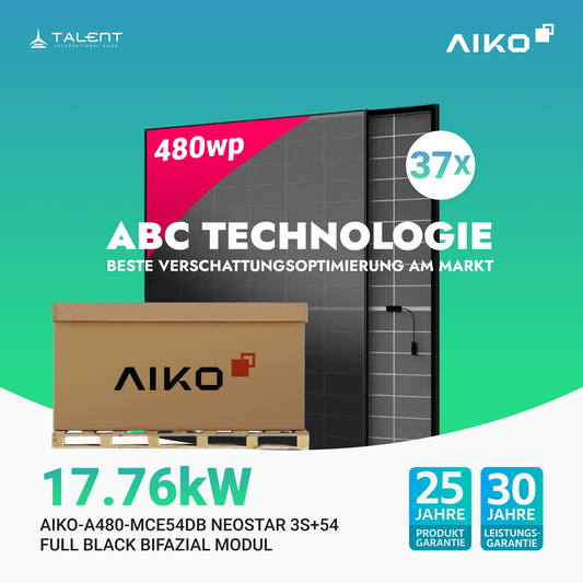 AIKO Solar 480W Dual Glass Full Black Modul AIKO-A480-MCE54Db Neostar 3S+54 Palettenpreis (37 Stk.)