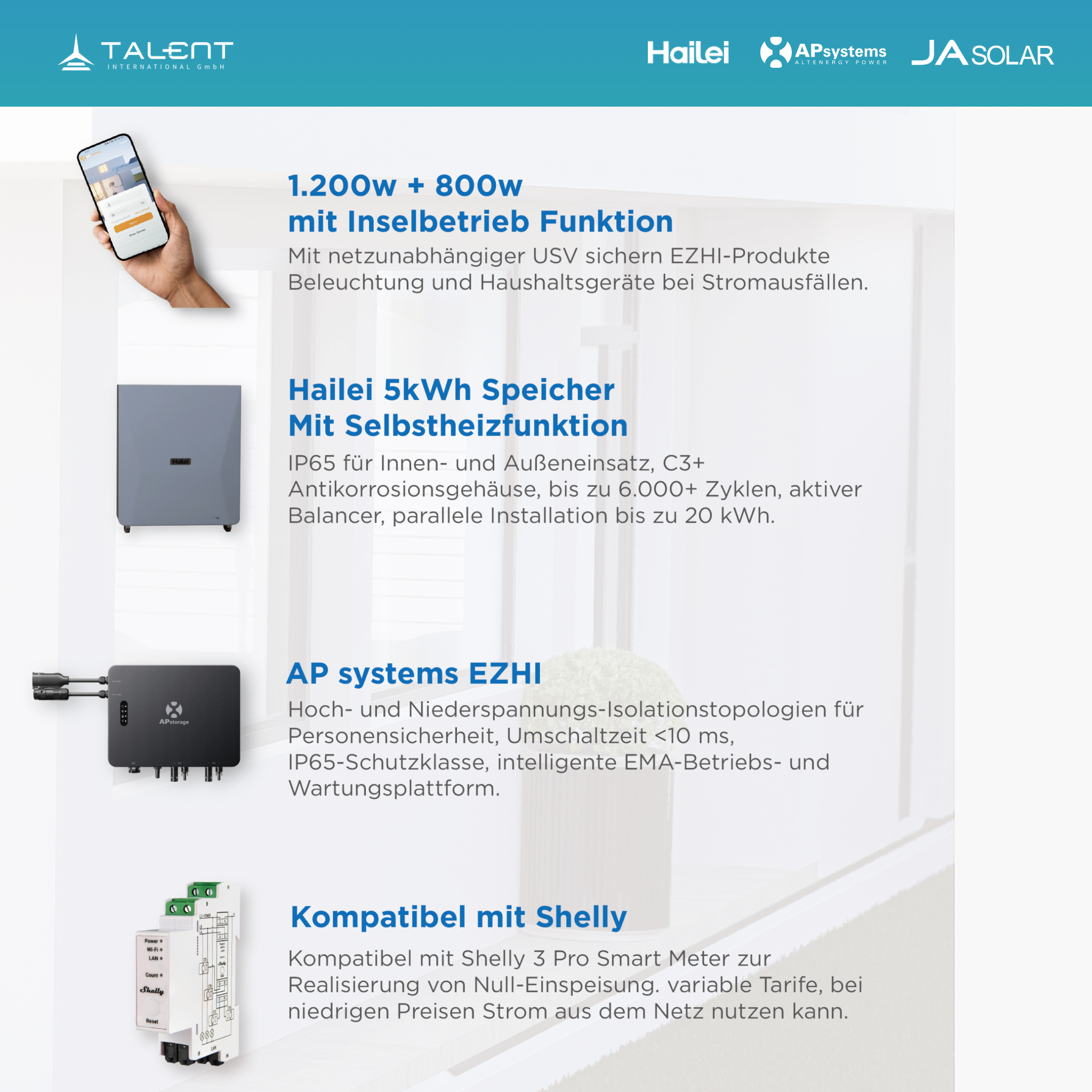 APsystems EZHI Balkonkraftwerk 2025: Insel- & Hybrid-System + 5 kWh Speicher + 1760 W bifaziales Modul + AC2000W