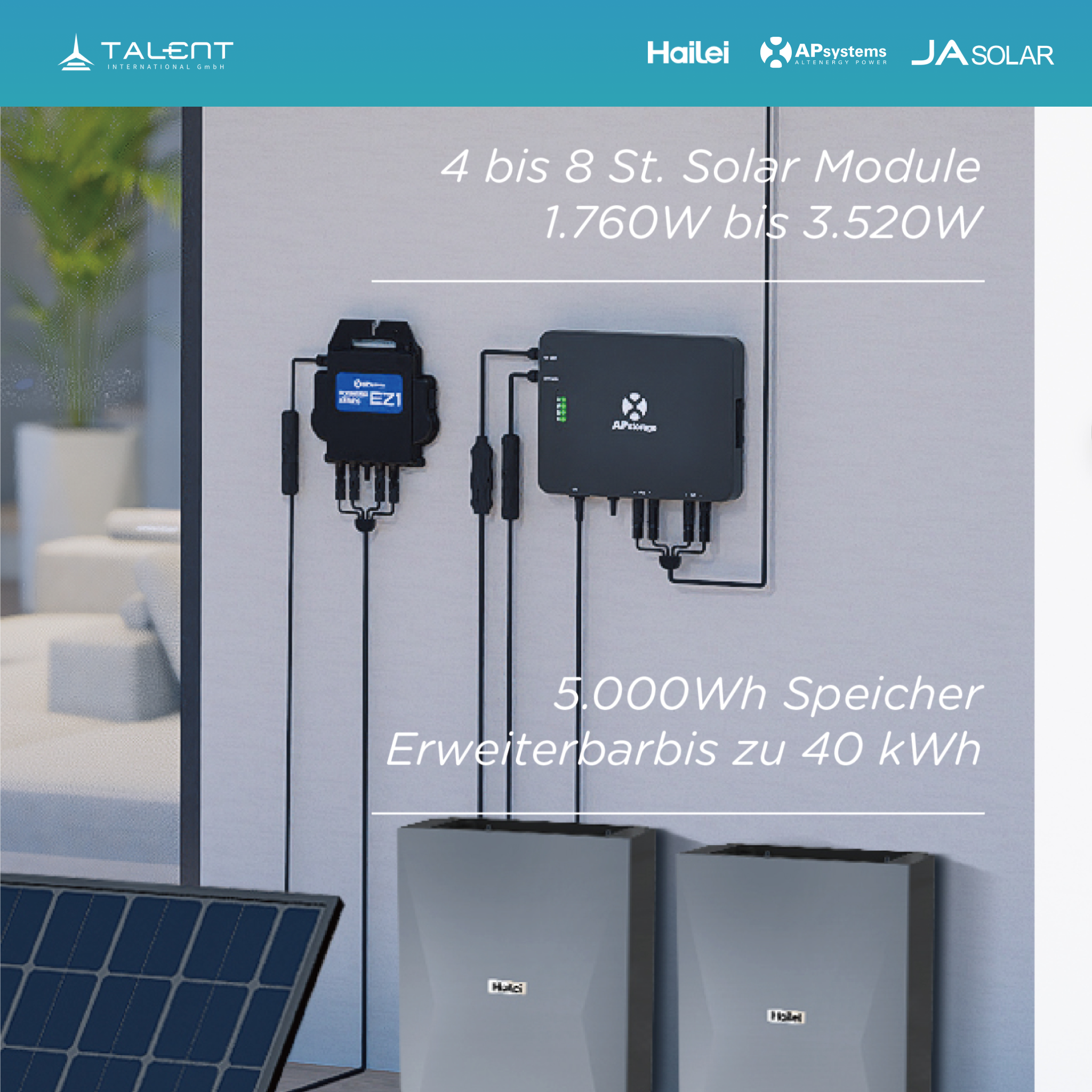 APsystems EZHI Balkonkraftwerk 2025: Insel- & Hybrid-System + 5 kWh Speicher + 1760 W bifaziales Modul + AC2000W