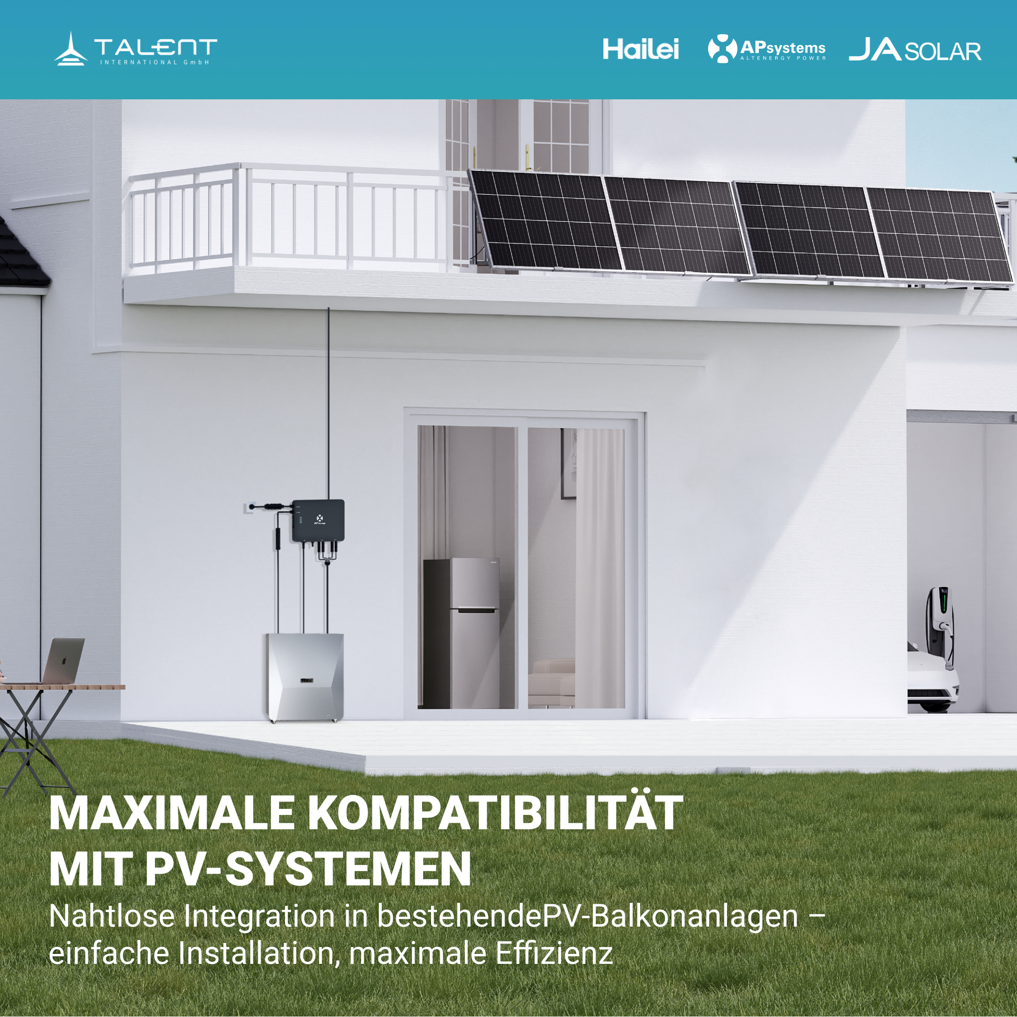 APsystems EZHI Balkonkraftwerk 2025: Insel- & Hybrid-System + 5 kWh Speicher + 880 W bifaziales Modul + AC2000W