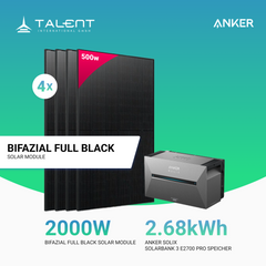2000W Balkonkraftwerk mit Speicher - 4x 500W Full Black bifazial & Anker Solix Solarbank 3 Pro