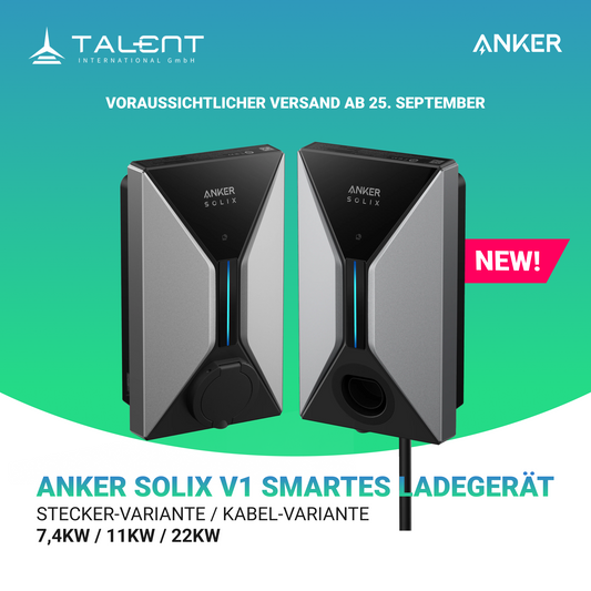 Vorbestellung : Anker SOLIX V1 Wallbox Ladegerät – 7,4kW / 11kW / 22kW | Stecker- & Kabel-Variante