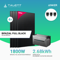 1800W Balkonkraftwerk mit Speicher - 4x 450W Full Black bifazial & Anker Solix Solarbank 3 Pro