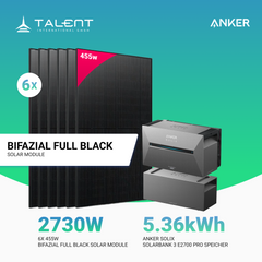 2730W Balkonkraftwerk mit Speicher - 6x 455W Bifazial Glas-Glas Full Black Modul & Anker Solix Solarbank 3 Pro