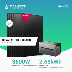 3600W Balkonkraftwerk mit Speicher - 8x 450W Full Black bifazial & Anker Solix Solarbank 3 Pro