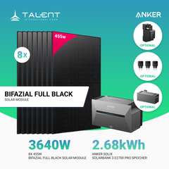 3640W Balkonkraftwerk mit Speicher - 8x 455W Bifazial Glas-Glas Full Black Modul & Anker Solix Solarbank 3 Pro