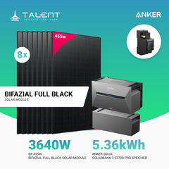 3640W Balkonkraftwerk mit Speicher - 8x 455W Bifazial Glas-Glas Full Black Modul & Anker Solix Solarbank 3 Pro