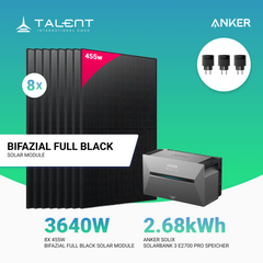 3640W Balkonkraftwerk mit Speicher - 8x 455W Bifazial Glas-Glas Full Black Modul & Anker Solix Solarbank 3 Pro